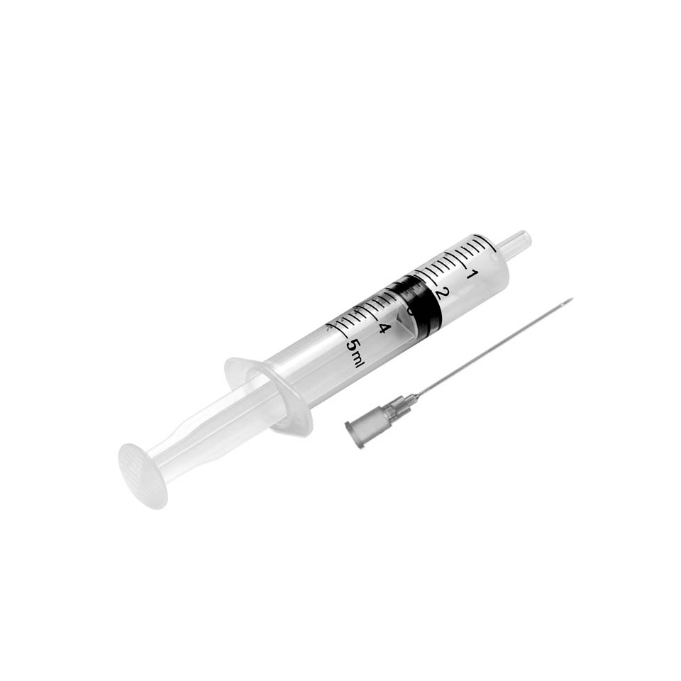 Трёхкомпонентный стерильный одноразовый шприц 5 мл с иглой 22G  фото1